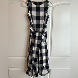 Ann Taylor Black and White Plaid Midi Dress